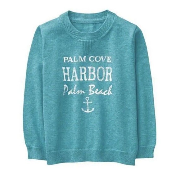 JANIE and JACK Palm Cove Harbor Palm Beach Sweater TEAL size 12 - 18 Months Boys - Picture 1 of 7